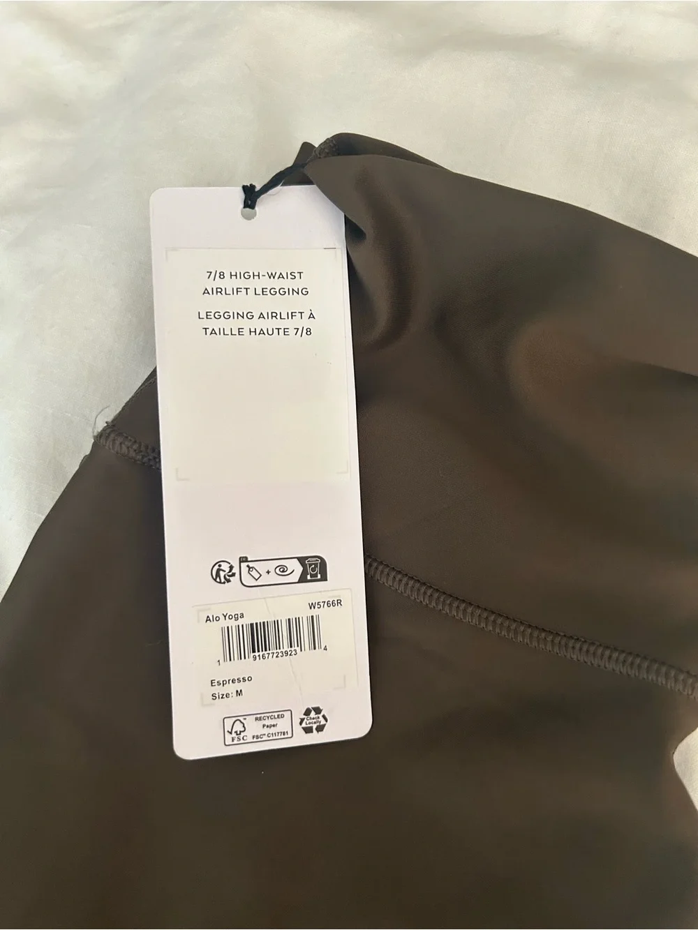NWT Alo Airlift 7/8 High-Waist Legging, Espresso, Size M